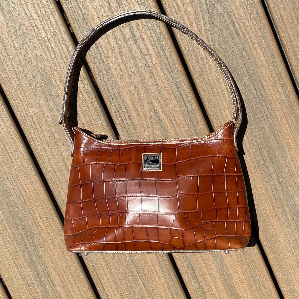 Dooney and Bourke Brown Leather Croco Shoulder Bag Purse